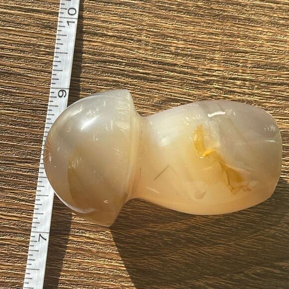 Orca agate mushroom carving crystal druzy grey gray cream white - Picture 8 of 8